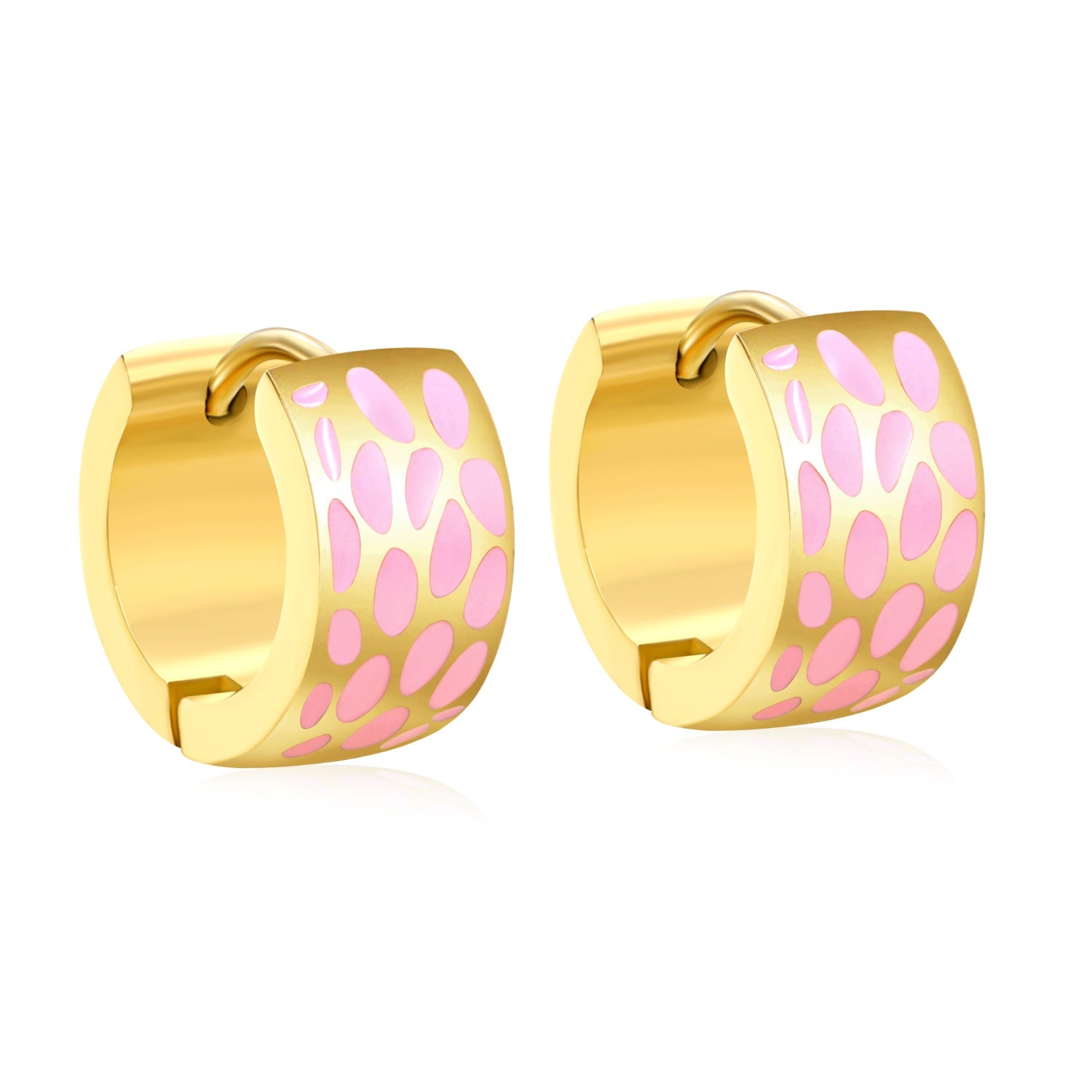 Thick 2.4*Width 7*Indoor Diameter 9mm Spherical Ear Buttons Leopard Print Black/Pink/Blue Oil Drip Gold Color asonjewelry